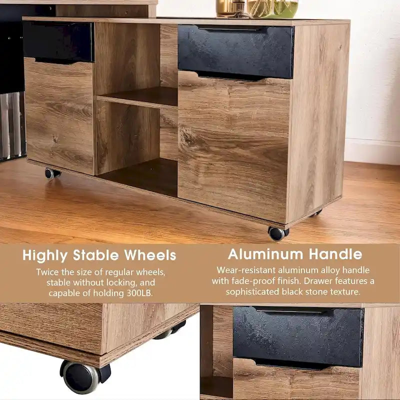 WESOME 47 Grand Meuble de Rangement Latéral Mobile avec Roues Support d'Imprimante