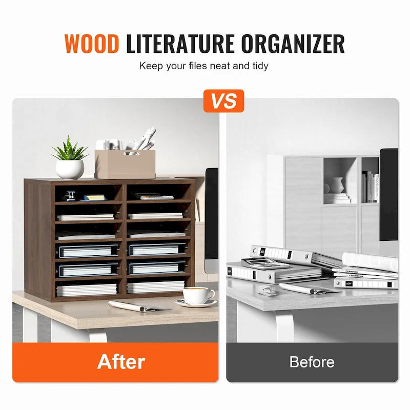 Organisateurs de documents de bureau à 12 compartiments avec étagères réglables et amovibles – Un ajout parfait à tout espace