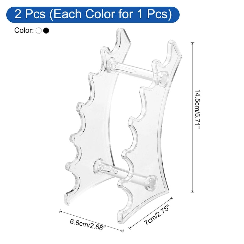 2 porte-stylos, présentoir à stylos vertical et horizontal à 6 fentes, transparent/noir - Noir, transparent - 17,5 cm x 7 cm