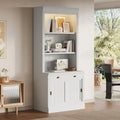 Étagère haute moderne avec éclairage LED et options de rangement polyvalentes