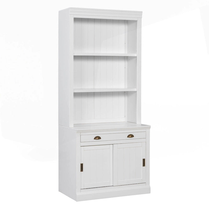Étagère haute moderne avec éclairage LED et options de rangement polyvalentes