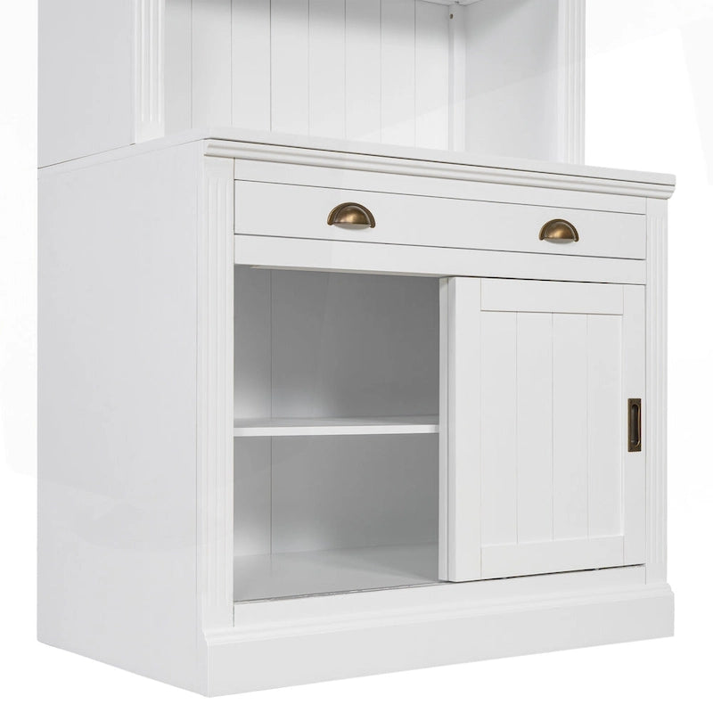 Étagère haute moderne avec éclairage LED et options de rangement polyvalentes