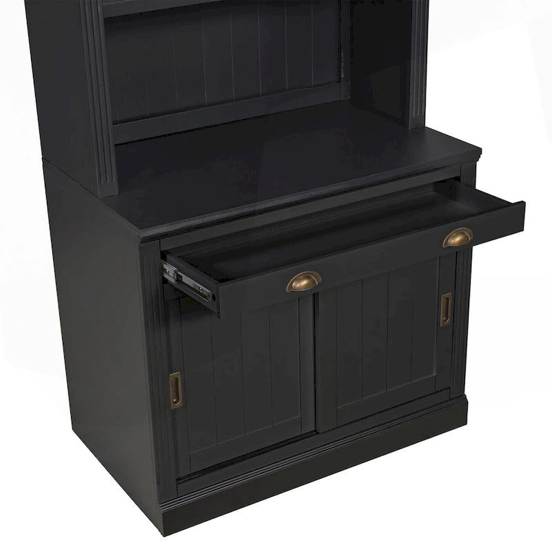 Étagère haute moderne avec éclairage LED et options de rangement polyvalentes