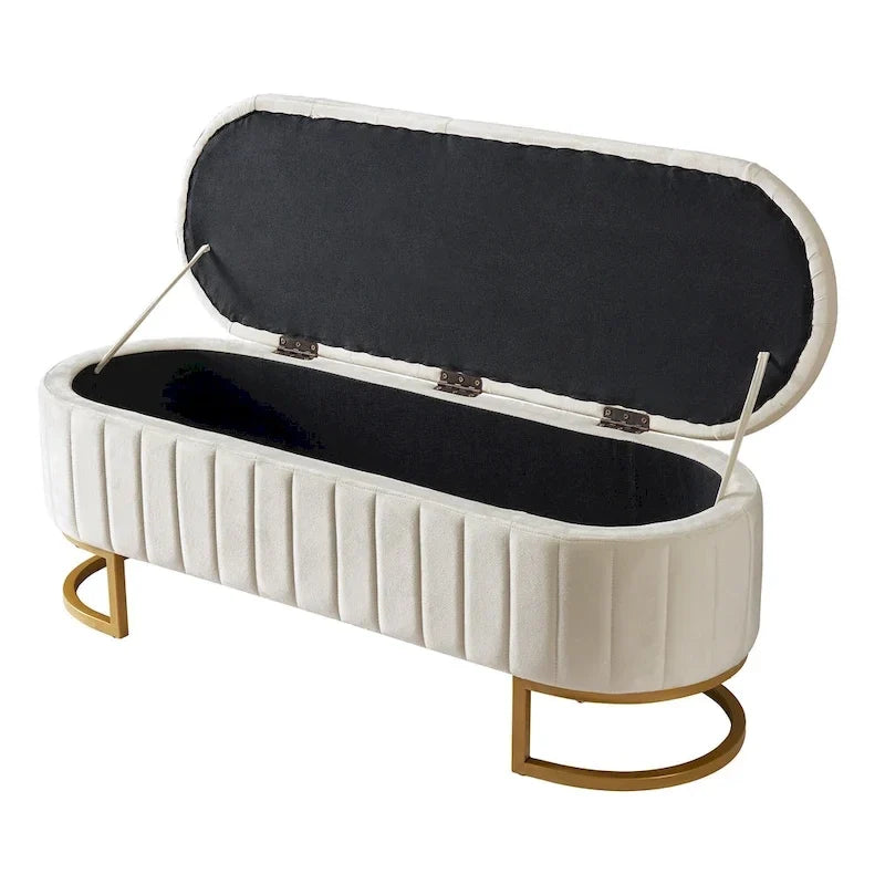 Ensembles de chambre à coucher 2 pièces – Lit plateforme double avec LED et pouf de rangement