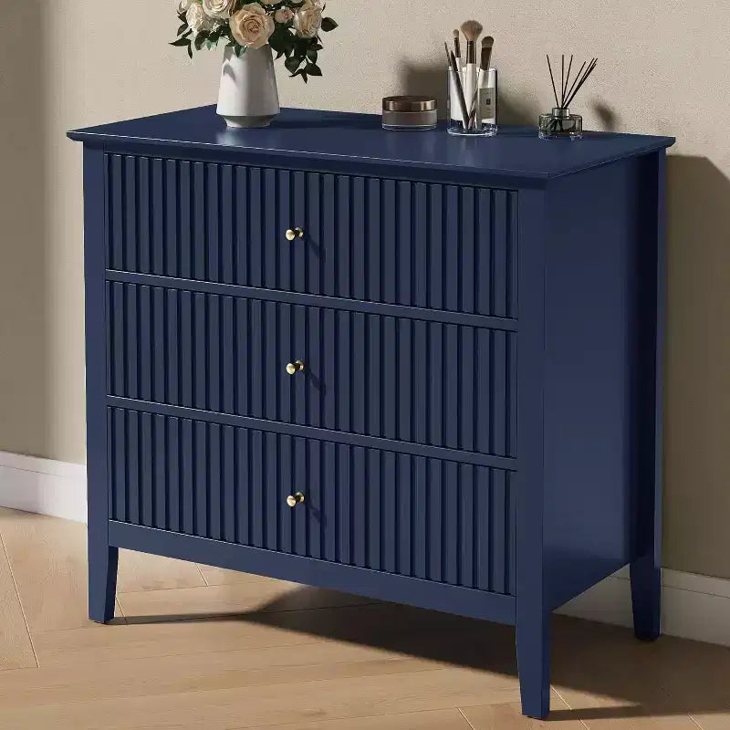 Heynemo Commode 3 Tiroirs, Table de Chevet en Bois Peint de 76 cm de Haut avec Rangement, Grande Commode Moderne avec Coulisses à Roulement à Billes