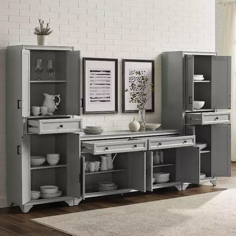 Ensemble buffet et garde-manger 3 pièces Tara aspect vieilli - Crosley