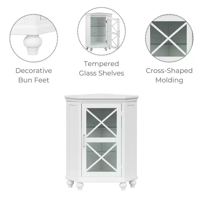 Meuble d'angle de sol en bois autoportant Teamson Home Blue Ridge