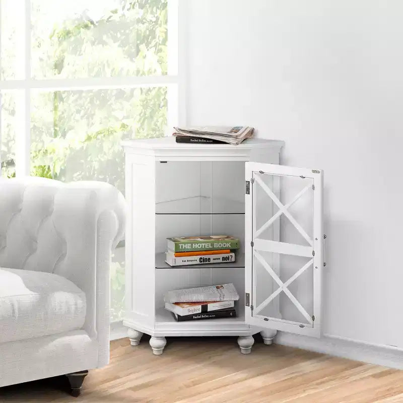 Meuble d'angle de sol en bois autoportant Teamson Home Blue Ridge