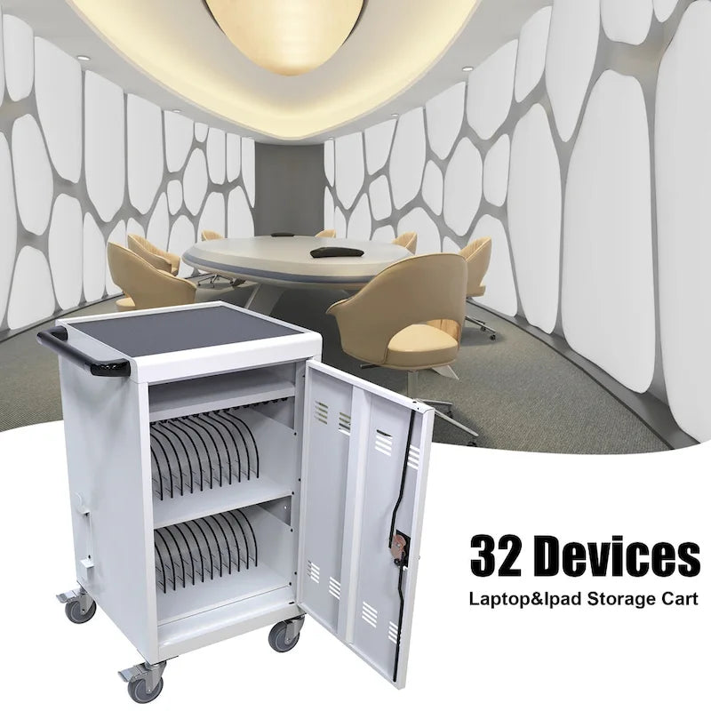 Chariot et armoire de recharge mobile pour tablettes et ordinateurs portables 32 appareils