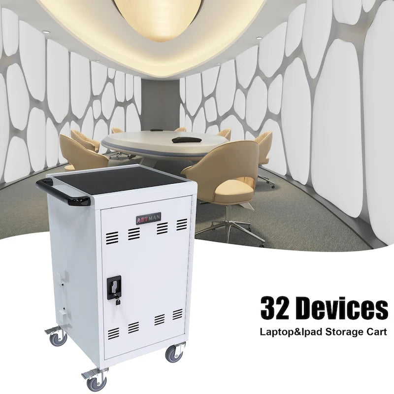 Chariot et armoire de recharge mobile pour tablettes et ordinateurs portables 32 appareils