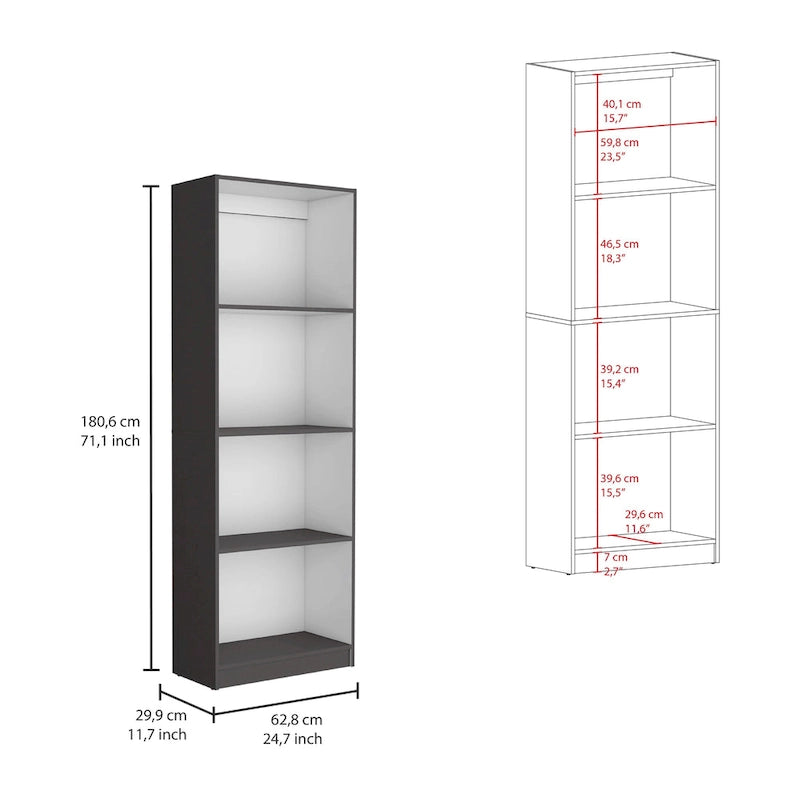 Ensemble de 3 bibliothèques Kenyon, 74 po de large, double armoire à 4 étagères