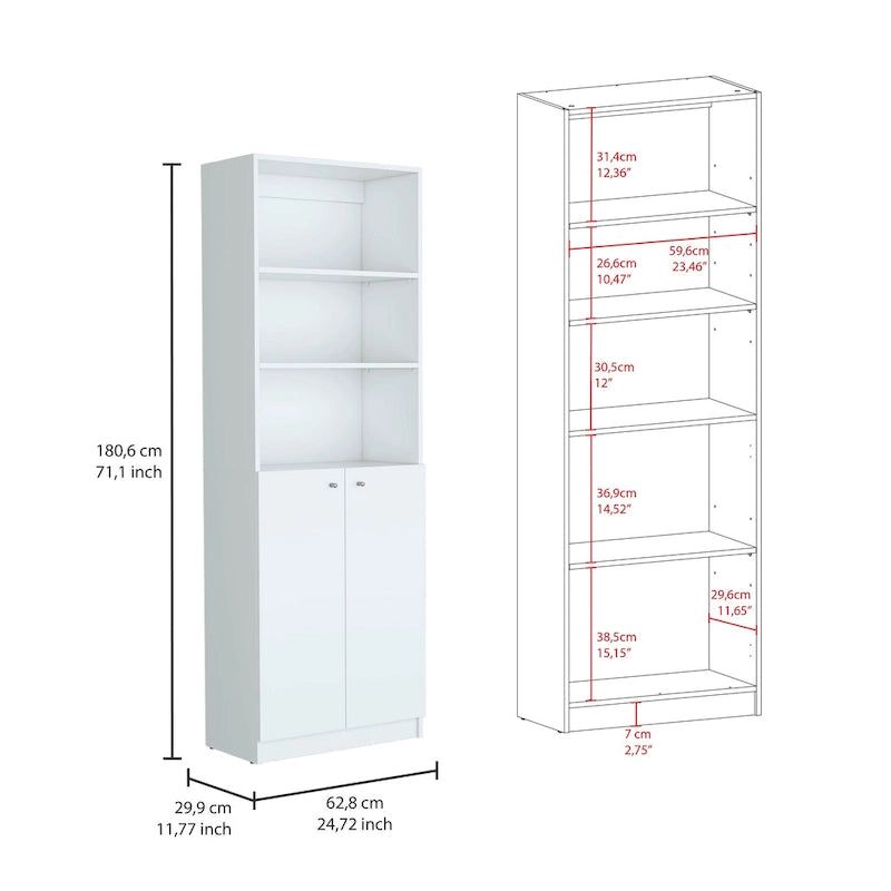 Ensemble de 3 bibliothèques Kenyon, 74 po de large, double armoire à 4 étagères