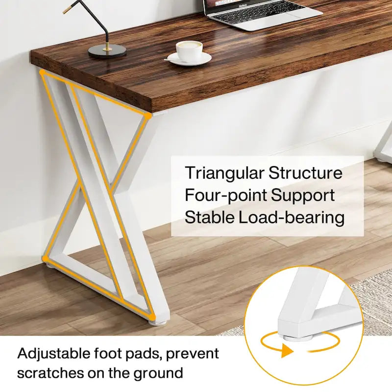 Bureau d'ordinateur robuste de 55 pouces, bureau de travail