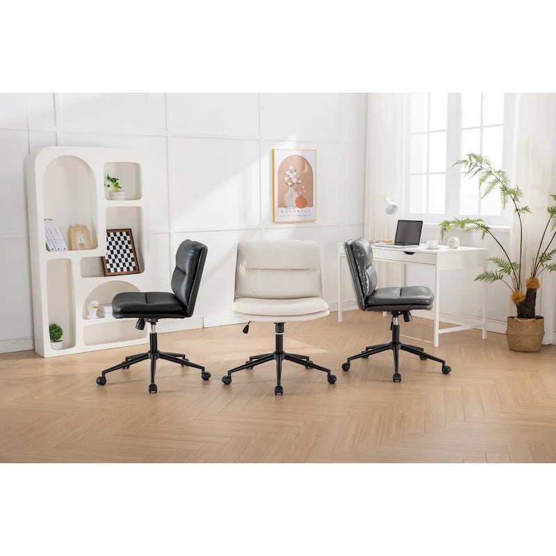 Chaise de bureau pivotante Roundhill Bizerte avec siège large et dossier croisé, chaise de vanité