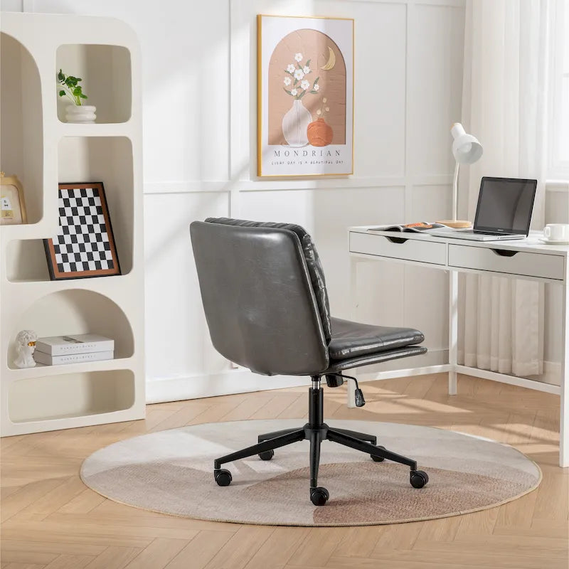 Chaise de bureau pivotante Roundhill Bizerte avec siège large et dossier croisé, chaise de vanité