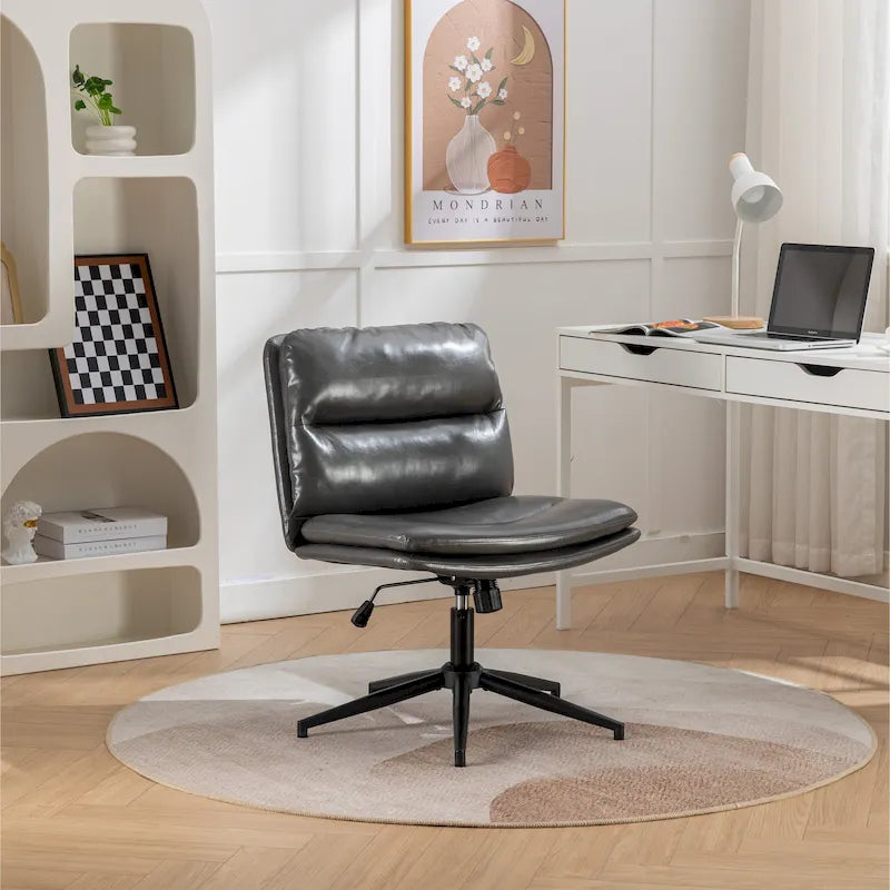 Chaise de bureau pivotante Roundhill Bizerte avec siège large et dossier croisé, chaise de vanité