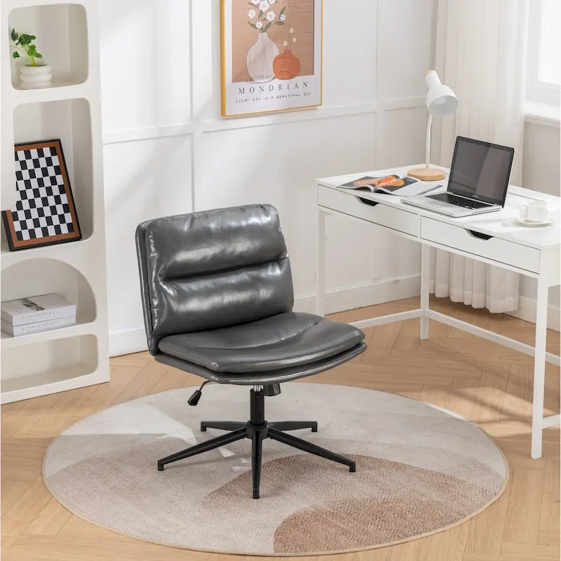 Chaise de bureau pivotante Roundhill Bizerte avec siège large et dossier croisé, chaise de vanité