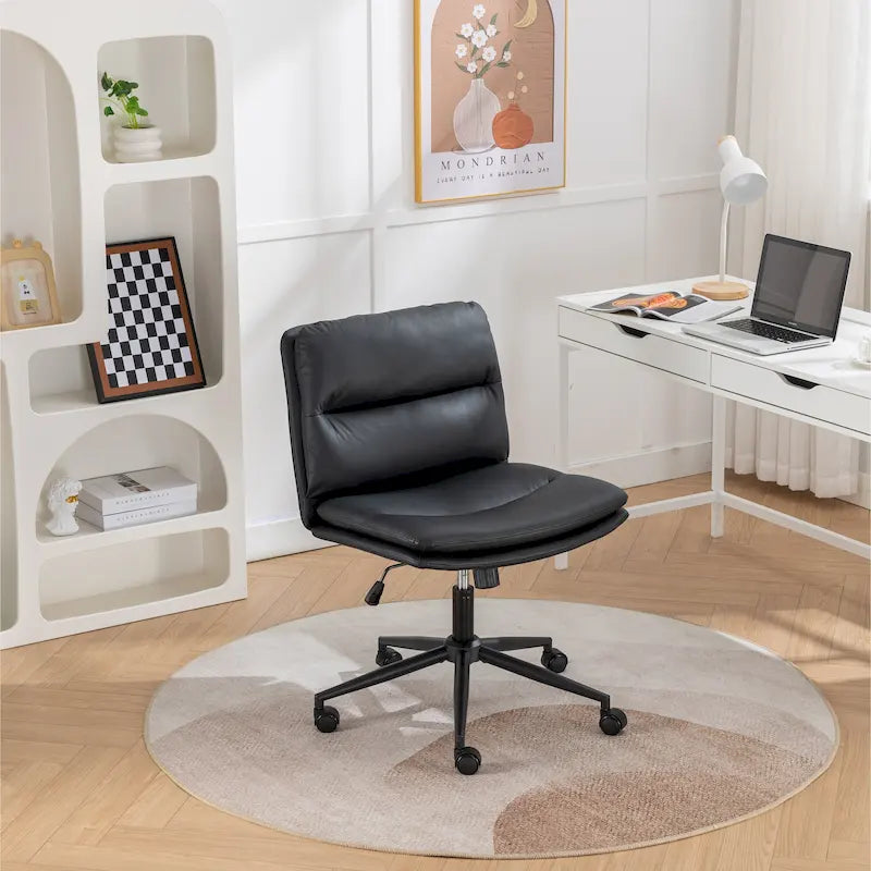 Chaise de bureau pivotante Roundhill Bizerte avec siège large et dossier croisé, chaise de vanité