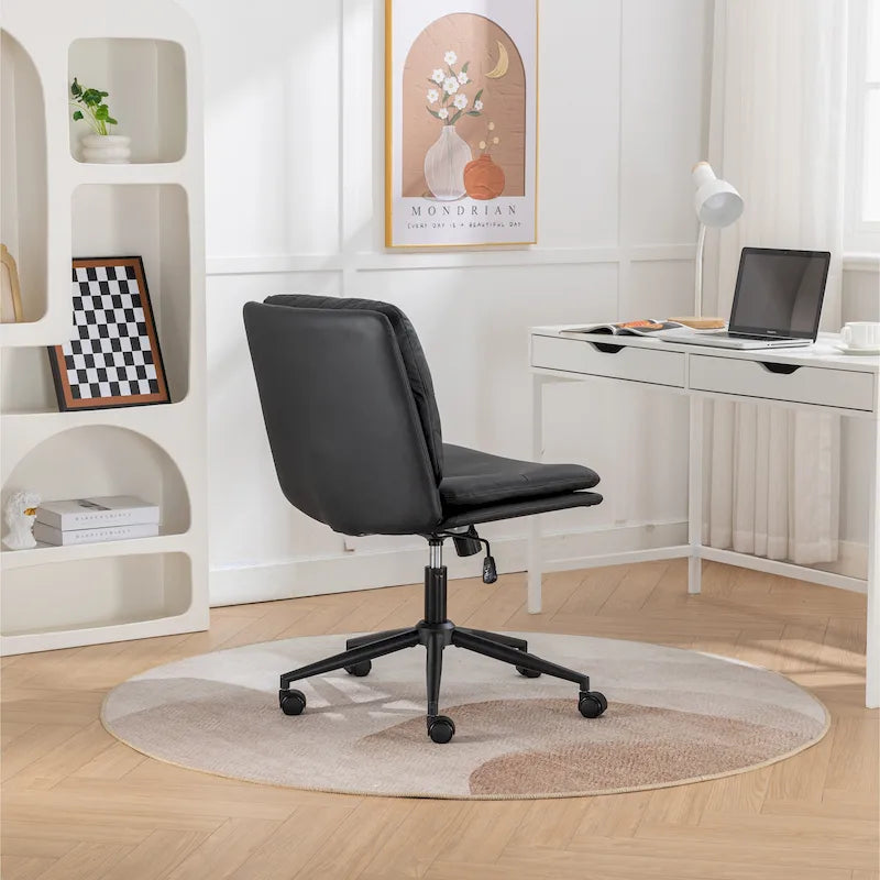 Chaise de bureau pivotante Roundhill Bizerte avec siège large et dossier croisé, chaise de vanité