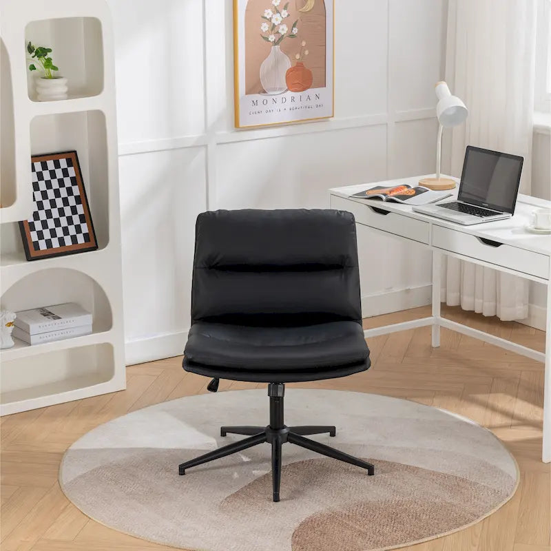 Chaise de bureau pivotante Roundhill Bizerte avec siège large et dossier croisé, chaise de vanité