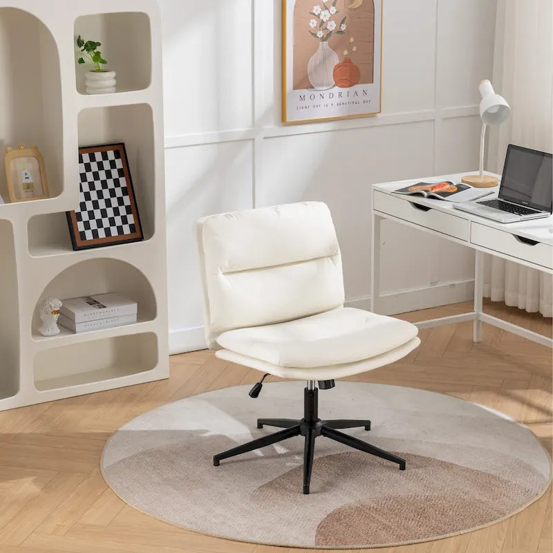 Chaise de bureau pivotante Roundhill Bizerte avec siège large et dossier croisé, chaise de vanité