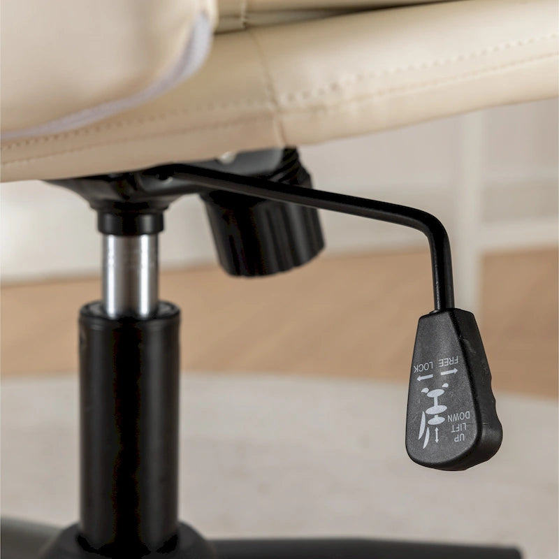 Chaise de bureau pivotante Roundhill Bizerte avec siège large et dossier croisé, chaise de vanité