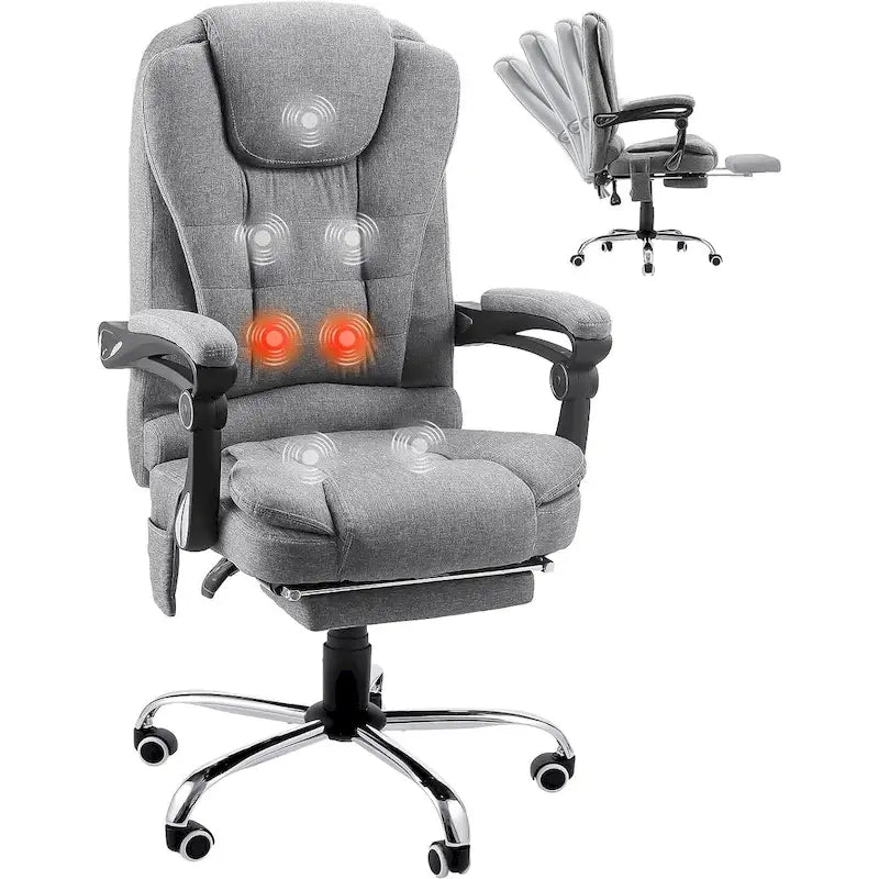 Fauteuil de bureau exécutif chauffant AECOJOY avec fonction massage et hauteur réglable