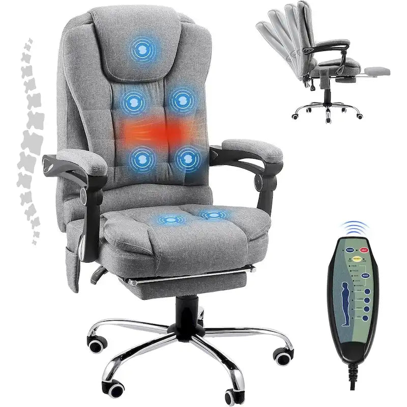 Fauteuil de bureau exécutif chauffant AECOJOY avec fonction massage et hauteur réglable