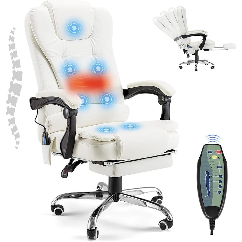 Fauteuil de bureau exécutif chauffant AECOJOY avec fonction massage et hauteur réglable