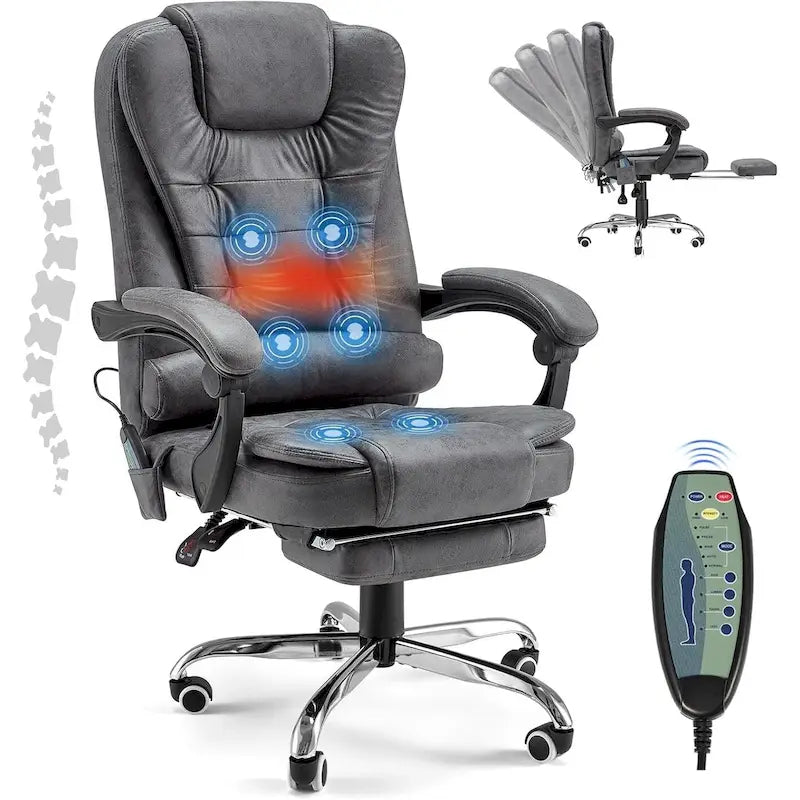 Fauteuil de bureau exécutif chauffant AECOJOY avec fonction massage et hauteur réglable