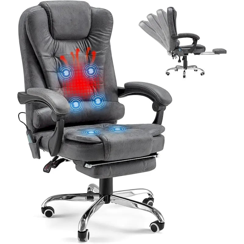 Fauteuil de bureau exécutif chauffant AECOJOY avec fonction massage et hauteur réglable