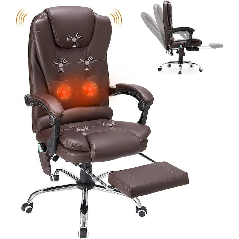 Fauteuil de bureau exécutif chauffant AECOJOY avec fonction massage et hauteur réglable