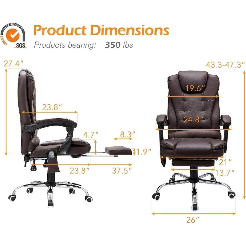 Fauteuil de bureau exécutif chauffant AECOJOY avec fonction massage et hauteur réglable