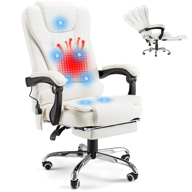 Fauteuil de bureau exécutif chauffant AECOJOY avec fonction massage et hauteur réglable