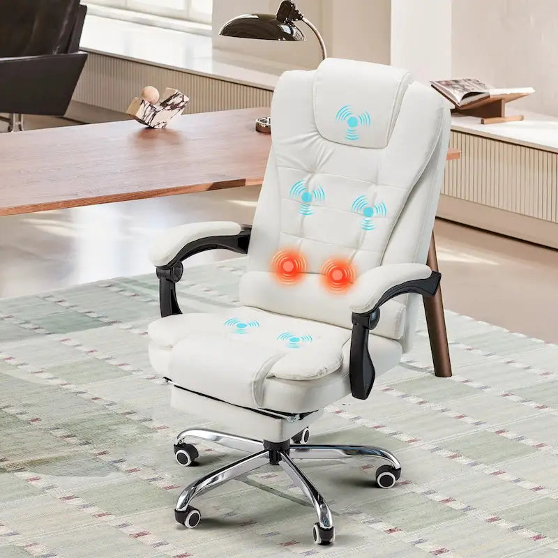 Fauteuil de bureau exécutif chauffant AECOJOY avec fonction massage et hauteur réglable