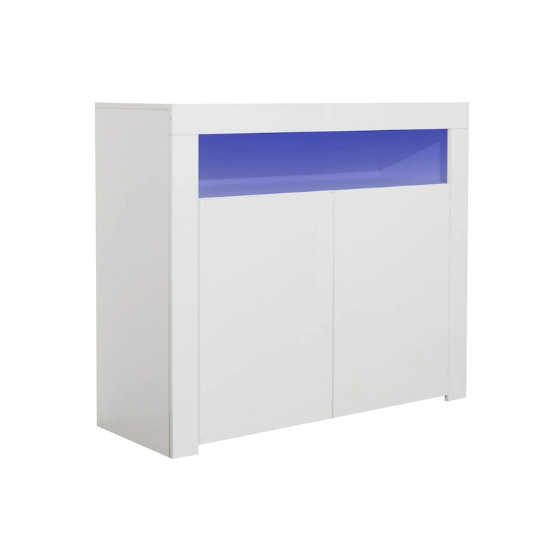 Meuble de rangement contemporain à 2 portes avec lumières LED
