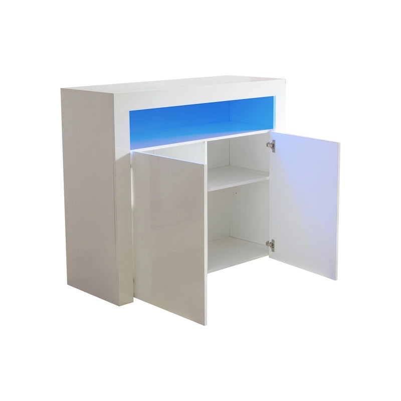 Meuble de rangement contemporain à 2 portes avec lumières LED