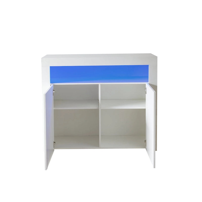 Meuble de rangement contemporain à 2 portes avec lumières LED