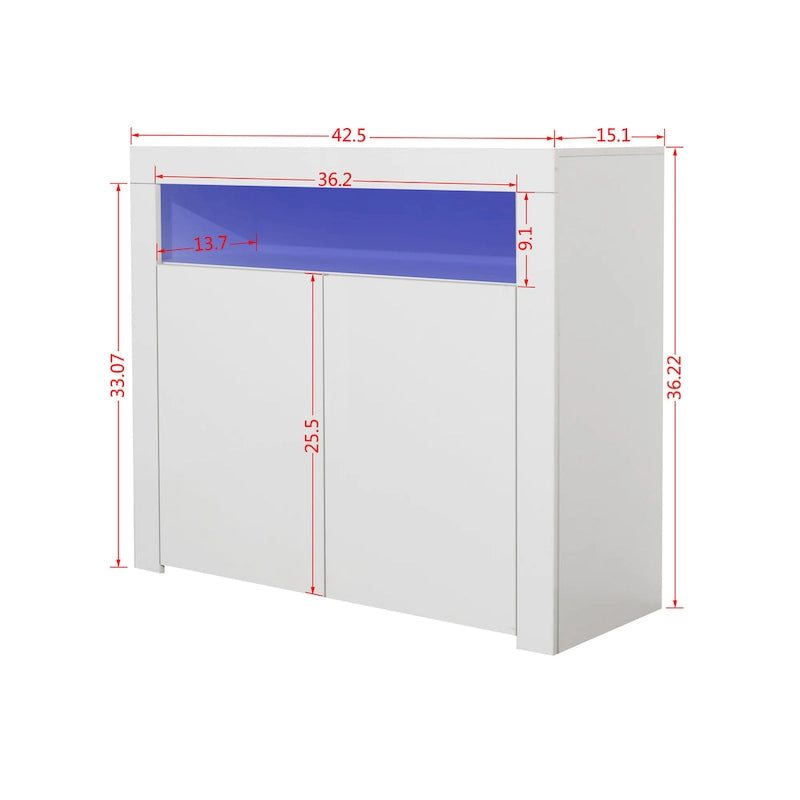 Meuble de rangement contemporain à 2 portes avec lumières LED