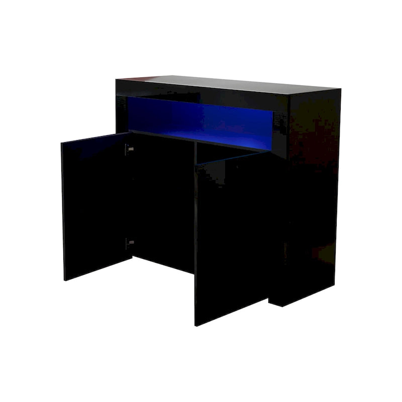 Meuble de rangement contemporain à 2 portes avec lumières LED