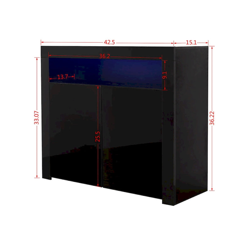 Meuble de rangement contemporain à 2 portes avec lumières LED