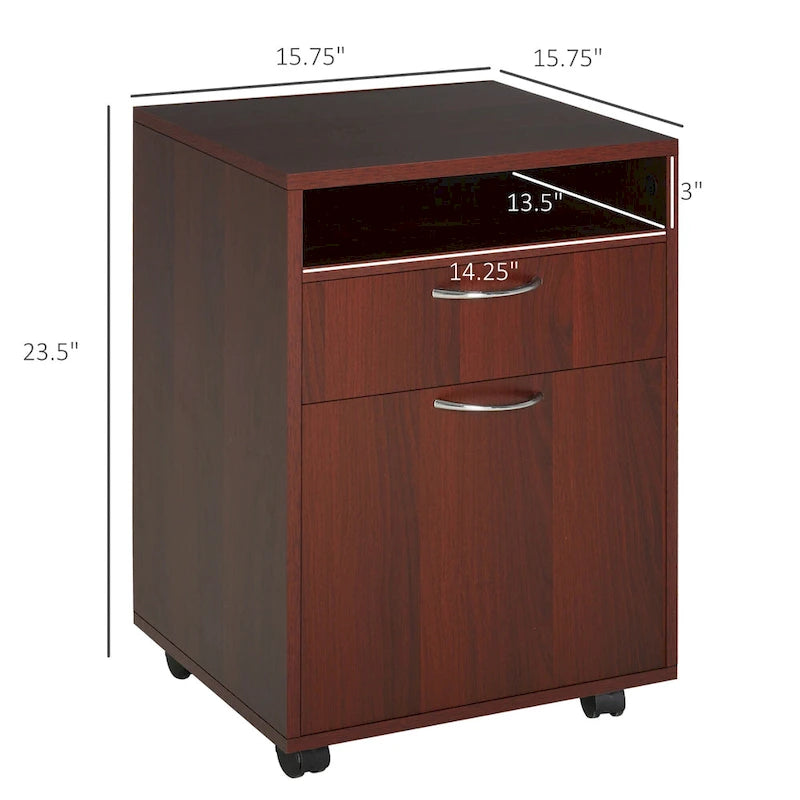Meuble de rangement mobile avec tiroir et placard, support d'imprimante à roulettes
