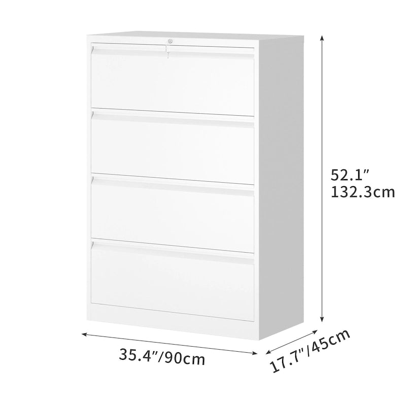 Classeur latéral en acier à serrure 2/3/4 tiroirs 35W pour formats A4, légal et lettre
