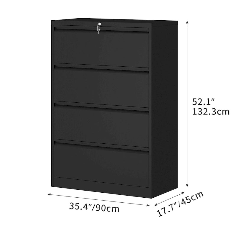 Classeur latéral en acier à serrure 2/3/4 tiroirs 35W pour formats A4, légal et lettre