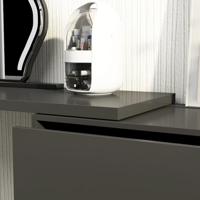 Commode pivotante 32,7H et bureau coiffeuse 6 tiroirs Blanc/Noir