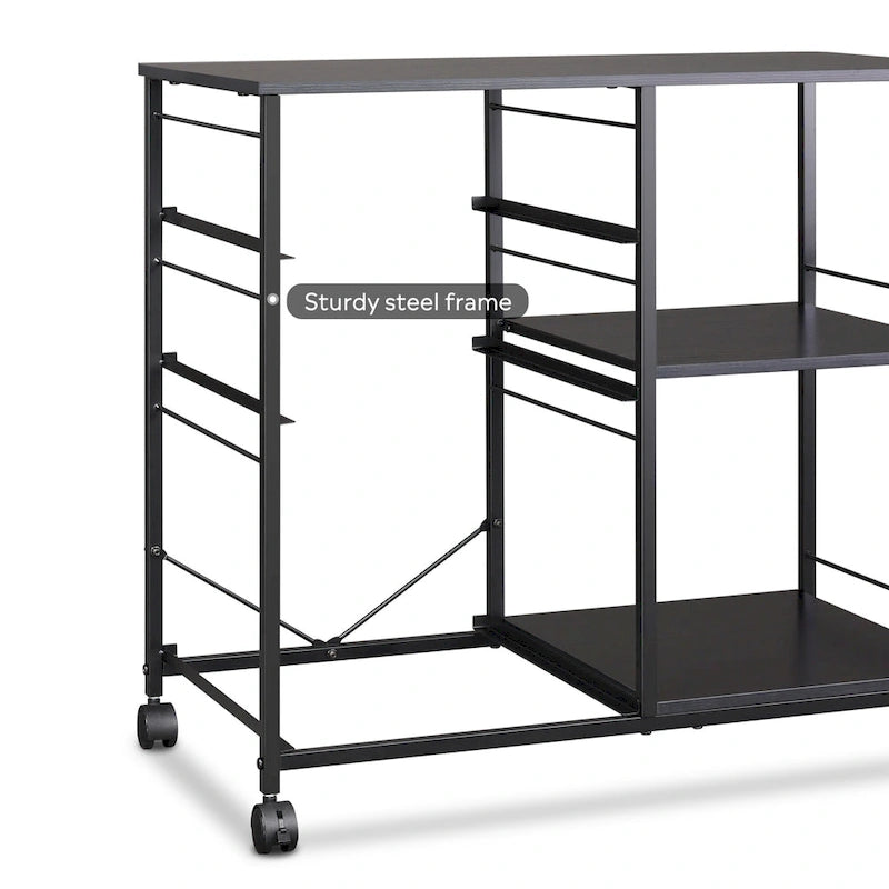 Meuble de classement mobile à 3 tiroirs, support d'imprimante roulant avec étagère de rangement ouverte, classeur latéral en tissu compatible avec les formats A4 ou Letter