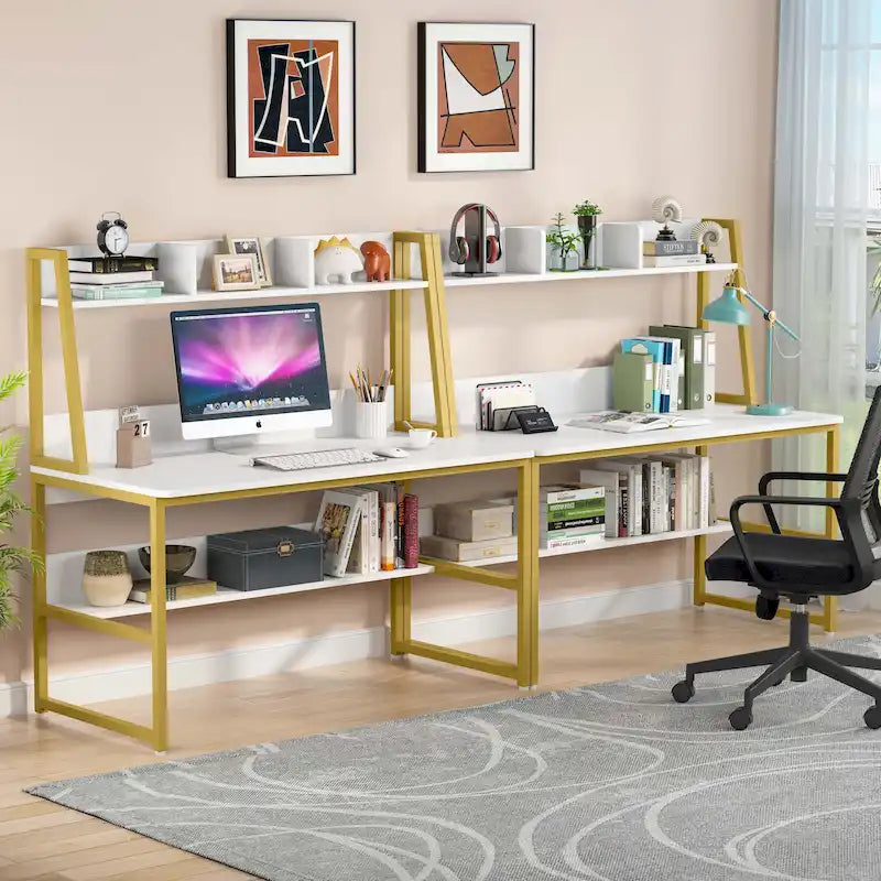 Bureau d'ordinateur avec huche et étagère, bureau à domicile, table d'étude/d'écriture