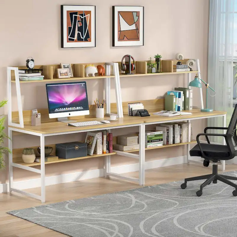 Bureau d'ordinateur avec huche et étagère, bureau à domicile, table d'étude/d'écriture