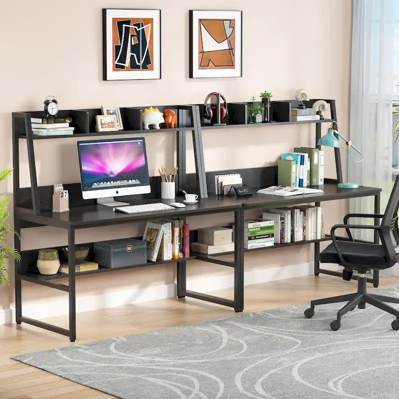 Bureau d'ordinateur avec huche et étagère, bureau à domicile, table d'étude/d'écriture