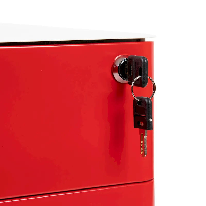 Meuble de rangement à tiroirs verrouillables moderne sur roulettes